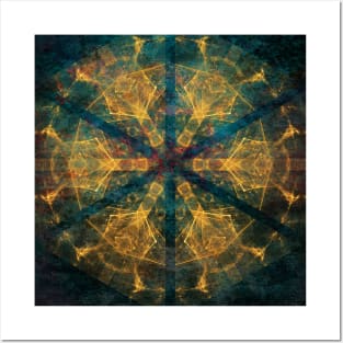 Abstract Tribal mandala in blue and gold Posters and Art